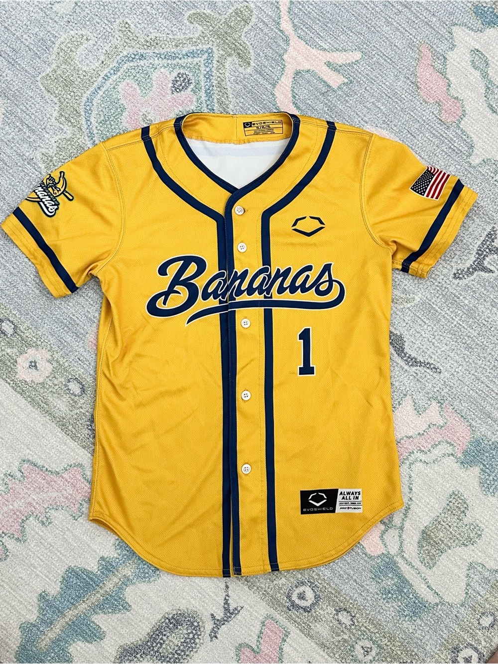 Savannah Bananas EvoShield Youth' Yellow Baseball Jersey - size YL